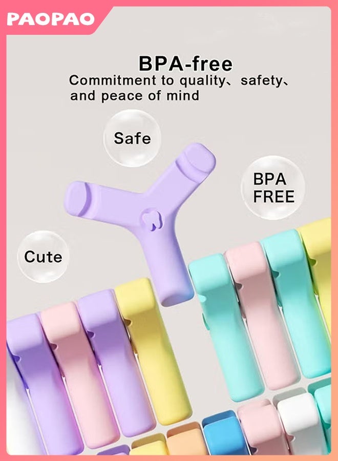 Pao pao Aligner Chewies - 4 Pack Y-Shaped Handheld Aligner Chewies - Firm & Soft 2 Way - Aligners, Retainers（Pink/Blue/Green/Purple） - Image 3